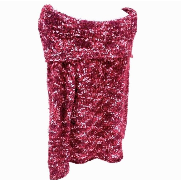 Knox Rose NEW Off Shoulder Eyelash Pullover Sweater Brandy Wine Women's Sz Large - Picture 9 of 12